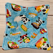 Load image into Gallery viewer, Panda Sushi Dim Sum in Blue or Lavender - Reversible 100% Cotton Bowl Cozy
