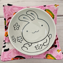 Load image into Gallery viewer, Panda Sushi Dim Sum in Blue or Pink - Reversible 100% Cotton Bowl Cozy
