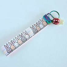 Load image into Gallery viewer, Bunnies Saying Hi! Key Chain Fob with Your Choice of Rose Gold, Yellow Gold or Silver Hardware