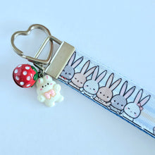 Load image into Gallery viewer, Bunnies Saying Hi! Key Chain Fob with Your Choice of Rose Gold, Yellow Gold or Silver Hardware