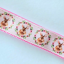 Load image into Gallery viewer, Bunny in a Wreath Silver Key Chain Fob with Rose Charm