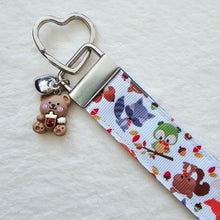 Load image into Gallery viewer, Adorable Fall Forest Friends on White Key Fob on Silver