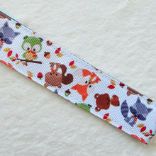 Load image into Gallery viewer, Adorable Fall Forest Friends on White Key Fob on Silver