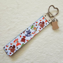 Load image into Gallery viewer, Adorable Fall Forest Friends on White Key Fob on Silver