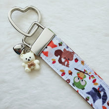 Load image into Gallery viewer, Adorable Fall Forest Friends on White Key Fob on Silver