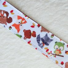 Load image into Gallery viewer, Adorable Fall Forest Friends on White Key Fob on Silver