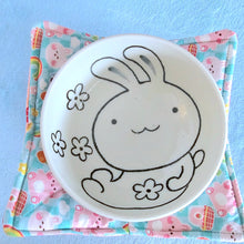 Load image into Gallery viewer, Bunnies Love You Mint Green & Strawberries Polka Dots - 100% Cotton Bowl Cozy