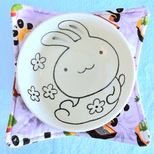 Load image into Gallery viewer, Panda Sushi Dim Sum in Blue or Lavender - Reversible 100% Cotton Bowl Cozy
