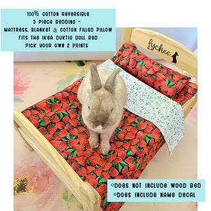 Design Your Own 100% Cotton Bunny Bedding Set for the Ikea Duktig Doll Bed