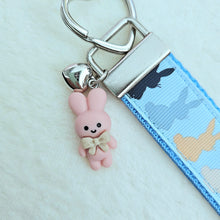 Load image into Gallery viewer, Bunny Shadows Hopping Along Key Chain Fob with Bunny Charm