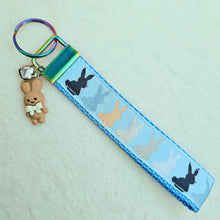 Load image into Gallery viewer, Bunny Shadows Hopping Along Key Chain Fob with Bunny Charm