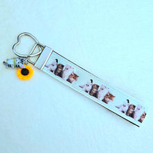 Load image into Gallery viewer, Cat Key Chain Fob includes Cat and Sunflower Charm