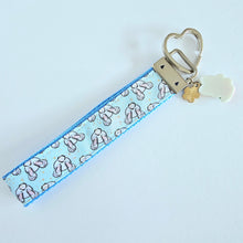 Load image into Gallery viewer, Bunny Butt Key Fob Heart Keychain with Strawberry Bunny Charm