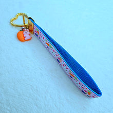 Load image into Gallery viewer, Bunny Flowers & Carrots Glittery Key Chain Fob on Gold with Bunny Charm