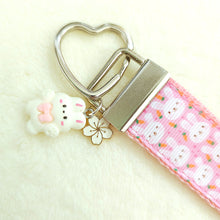 Load image into Gallery viewer, Kawaii Bunny Faces Key Fob in Pink