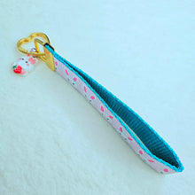 Load image into Gallery viewer, Bunnies with Glittery Faces Key Chain Fob with Yellow Gold Clasp and Cute Enameled Bunny Charm