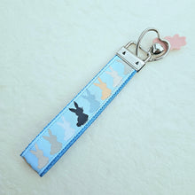 Load image into Gallery viewer, Bunny Shadows Hopping Along Key Chain Fob with Bunny Charm