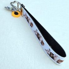 Load image into Gallery viewer, Cat Key Chain Fob includes Cat and Sunflower Charm