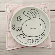 Load image into Gallery viewer, Bunnies on Pink - Reversible 100% Cotton Bowl Cozy