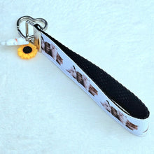 Load image into Gallery viewer, Cat Key Chain Fob includes Cat and Sunflower Charm