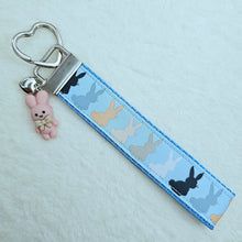Load image into Gallery viewer, Bunny Shadows Hopping Along Key Chain Fob with Bunny Charm