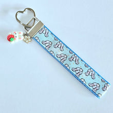 Load image into Gallery viewer, Bunny Butt Key Fob Heart Keychain with Strawberry Bunny Charm