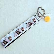 Load image into Gallery viewer, Cat Key Chain Fob includes Cat and Sunflower Charm
