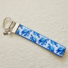 Load image into Gallery viewer, Sea Turtles Honu on Silver Heart Key Chain Fob with Turtle & Pearl Charm