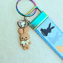 Load image into Gallery viewer, Bunny Shadows Hopping Along Key Chain Fob with Bunny Charm