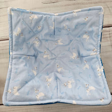 Load image into Gallery viewer, Bunnies & Chicks on Light Blue with Polka Dots - Reversible 100% Cotton Bowl Cozy
