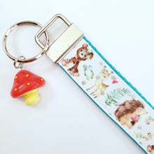 Load image into Gallery viewer, Forest Friends with Glitter Key Chain Fob featuring Hedgehogs Deer & Bear with cute charm