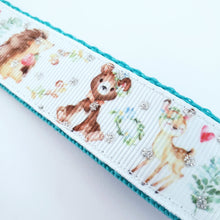 Load image into Gallery viewer, Forest Friends with Glitter Key Chain Fob featuring Hedgehogs Deer & Bear with cute charm