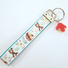 Load image into Gallery viewer, Forest Friends with Glitter Key Chain Fob featuring Hedgehogs Deer & Bear with cute charm