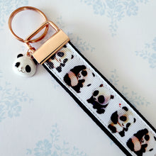 Load image into Gallery viewer, Pandas Being Adorable Key Fob Chain with Enameled Panda Charm