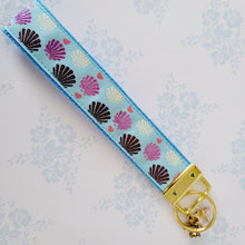 Load image into Gallery viewer, Sparkly Shells on Yellow Gold Key Chain Fob with Shell Charm