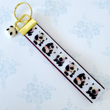 Load image into Gallery viewer, Pandas Being Adorable Key Fob Chain with Enameled Panda Charm