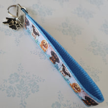 Load image into Gallery viewer, Dog Portraits Cocker Spaniel, Doberman, Pug Key Fob , Dog Key Chain with Enameled Paw Print Charm