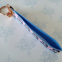 Load image into Gallery viewer, Husky on Rose Gold Key Chain Fob includes Enameled Paw Print Charm