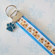 Load image into Gallery viewer, Pomeranians all Smiles Key Chain Fob with Enameled Paw Print Charm