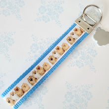 Load image into Gallery viewer, Pomeranians all Smiles Key Chain Fob with Enameled Paw Print Charm