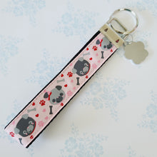 Load image into Gallery viewer, Pugs in Love Key Chain Fob with Enameled Paw Charm