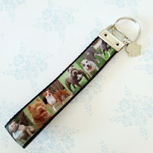 Load image into Gallery viewer, Pit Bull Key Fob / Key Chain with Enameled Paw Print Charm