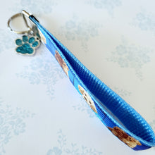 Load image into Gallery viewer, Labradoodle Key Fob / Key Chain with Glittery Paw Print Charm