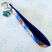 Load image into Gallery viewer, Labradoodle Key Fob / Key Chain with Glittery Paw Print Charm