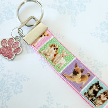 Load image into Gallery viewer, Chihuahua Silver Key Chain Fob with Glitter Paw Print Charm