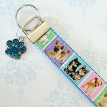 Load image into Gallery viewer, Chihuahua Silver Key Chain Fob with Glitter Paw Print Charm