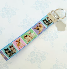 Load image into Gallery viewer, Chihuahua Silver Key Chain Fob with Glitter Paw Print Charm
