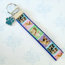 Load image into Gallery viewer, Chihuahua Silver Key Chain Fob with Glitter Paw Print Charm