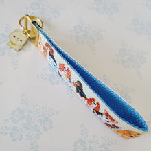Load image into Gallery viewer, Cute Dogs on Gold Key Chain Fob with Cute Enameled Happy Dog Charm