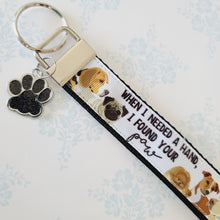 Load image into Gallery viewer, Dog Lovers Key Chain Fob - "When I needed a hand, I found your PAW" with Glittered Enameled Paw Print charm, Rescue Dog Key Chain... So sweet!